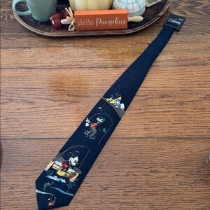 MICKEY UNLIMITED Disney Navy “Fishing” print neck tie NWT